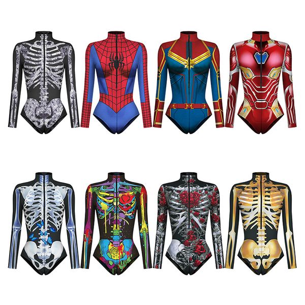 

women's jumpsuits & rompers catsuit cosplay costumes halloween women bodysuit, Black;white