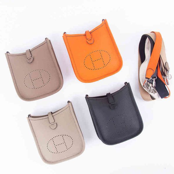 

evening bags luxury h bag manual bucket bag togo cowhide hollow small square evelyn messenger mobile phone kuaich