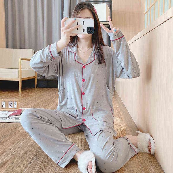 

spring summer thin modal cotton maternity nursing nightwear set breathable soft pajama suits pregnancy feeding home lounge wear j220813, White