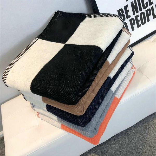 

2021 new letter cashmere blanket soft wool scarf shawl portable warm plaid sofa bed fleece knitted throw blanket311z