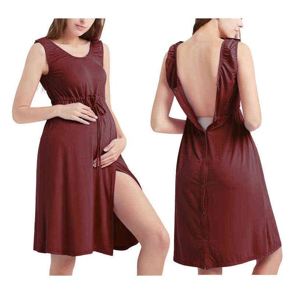 

sleep lounge maternity work delivery nightgown nursing nightwear 3 in 1 pregnan, White