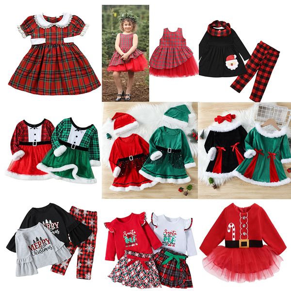 

2022 new styles kids christmas clothing long short sleeve xmas dress velvet cotton baby x-mas outfit princess girl dresses party 2023 new ye, Red;yellow