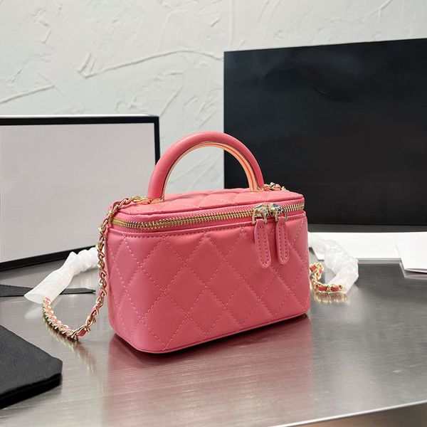 

classic mini trendy vanity box bags handle with mirror cosmetic case ghw crossbody shoulder card holder handbags 18cm