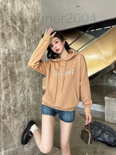 

women's hoodies & sweatshirts designer chaopai 22 early autumn new printed letters heavy industry nail beads women's hoodie 3nub, Black