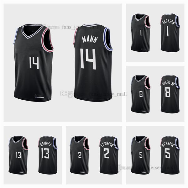 

printed 2022-23 statement basketball jerseys 13 paul 2 kawhi george leonard 14 terance 8 marcus mann morris 1 reggie 5 luke jackson kennard, Black;red