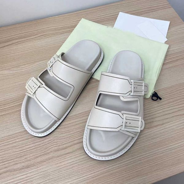 

2022 designer men women sandals canvas slides double strap flat buckle slippers mule shoes, Black