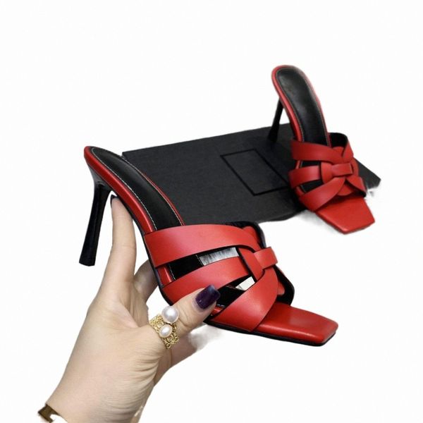 

tribute heeled mules women high heel sandals smooth leather designer luxury lady outdoor, Black