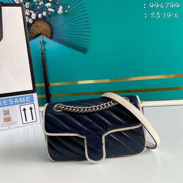 

7a bags designer marmont matelasse crossbody mini chain shoulder tote bag woman 446744 original genuine leather blue crossbody luxury fashio