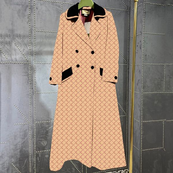 

full jacquard women trench coats winter windproof designer jackets black button designer jacket windbreaker, Tan;black