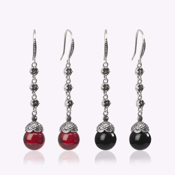 

dangle earrings with round zircon in multiple sizes women's vintage eardrop, Silver