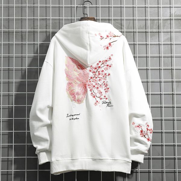 

women's hoodies sweatshirts butterfly cherry blossom embroidery hoodies sweats 220823, Black