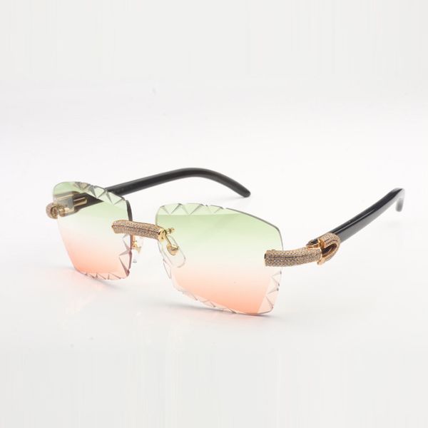 

fine diamond sunglasses frame 3524029 with natural color horns and 58mm clear cut lenses, White;black