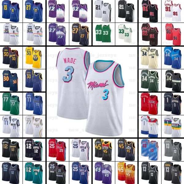 

college wearskevin 7 durant kyrie harden irving luka basketball jerseys giannis doncic joel dwyane lillard embiid wade antetokounmpo porzing, Black