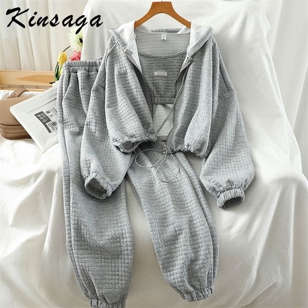 

women's two piece pants sports 3 piece tracksuits casual coord set women zipper hooded sweatshirtscamis high waist tie leg long pants f, White