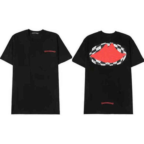 

brand fashion mens t shirts horseshoe flower tees ch summer man cross t-shirts women shirt sanskrit letter designer tshirts luxury boy hip, White;black