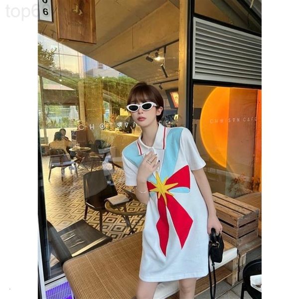 

casual dresses designer trendy brand 22 spring / summer new small crowd design five pointed star beautiful girl polo dress female fashion cu, Black;gray