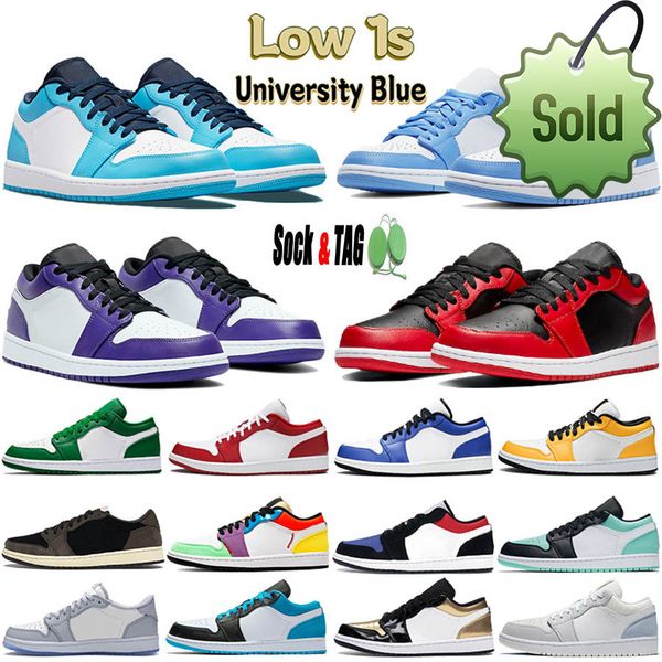 

summer sandals jumpman 1 low basketball shoes mens women unc 1s mocha panda shadow wolf grey court purple sier paris bred toe spruce aura la, Black