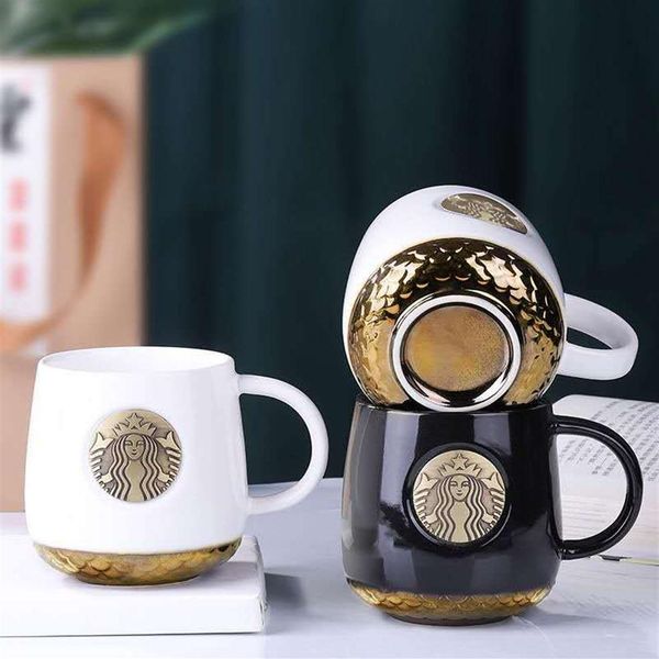 

14oz starbucks classic bronze logo mugs ceramic coffee cup gold mermaid sca2609