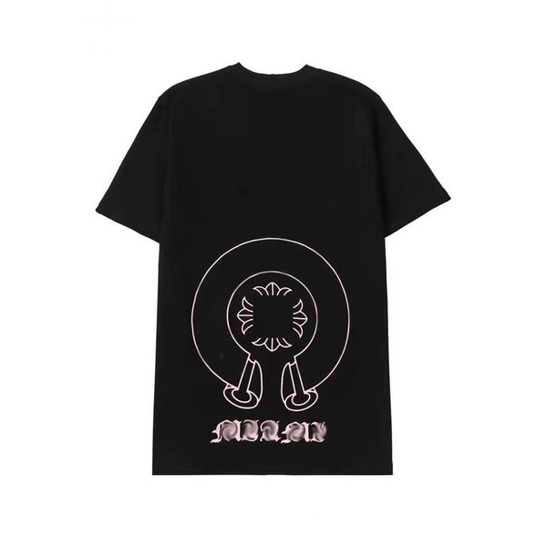 

luxury summer mens t shirts horseshoe flower tees ch brand man cross t-shirts sanskrit letter designer tshirts fashion boy hip hop sweater w, White;black