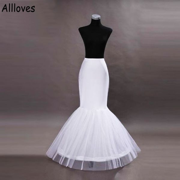 

mermaid petticoat 1 hoop bone elastic waist wedding dress crinoline bridal petticoats women accessories underskirt for wedding trumpet prom, White