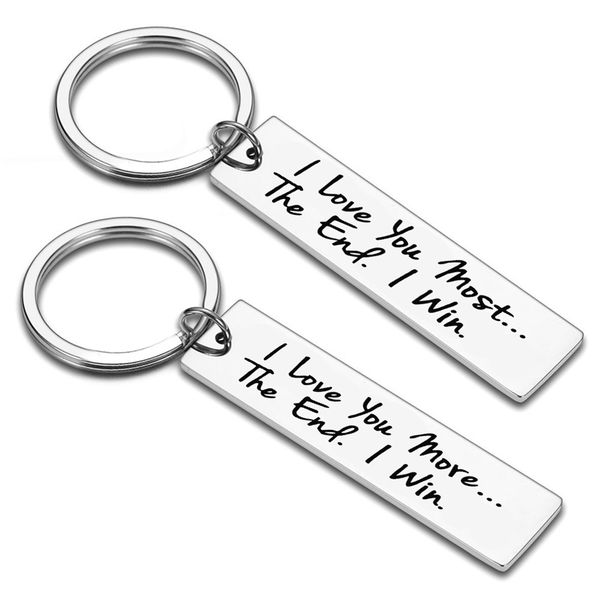 

i love you the end i win key rings sweet keychains gift cute stainless keychain, Slivery;golden