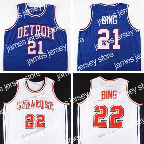 

basketball jerseys custom retro dave bing #21 #22 college syracuse orange basketball jersey men's stitched white blue any name number s, Black;red