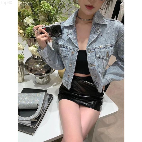 

women's hoodies & sweatshirts designer aw22ss autumn and winter new products fashionable full diamond denim coat oversize overall pull-, Black