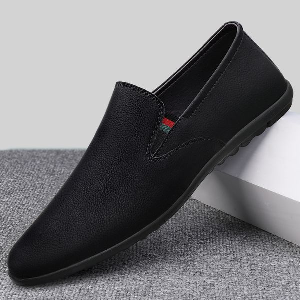 

leather shoes 2022 autumn black soft sole leather wear-resistant, Red;white