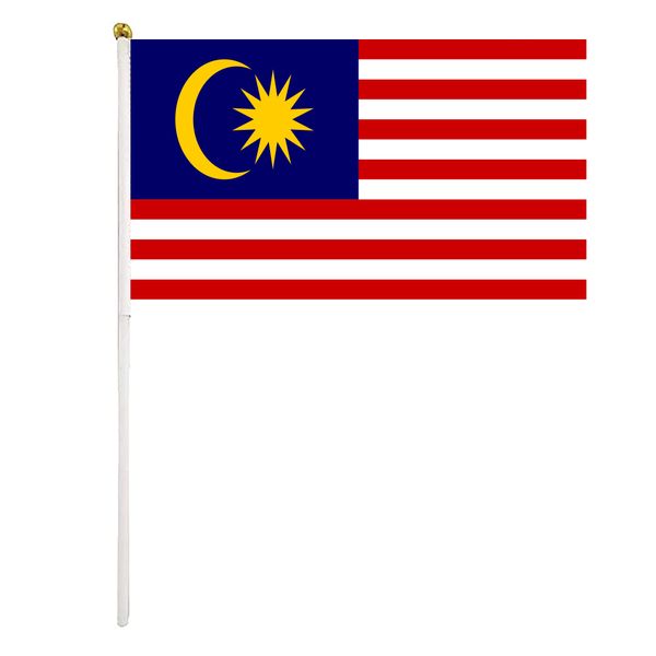 

malaysia hand waving flags 14x21 cm polyester country banner with plastic flagpoles for parades sports events festival celebrations