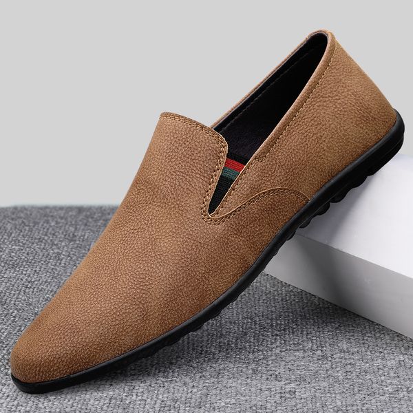 

leather shoes 2022 autumn yellow brown soft sole leather wear-resistant, Red;white