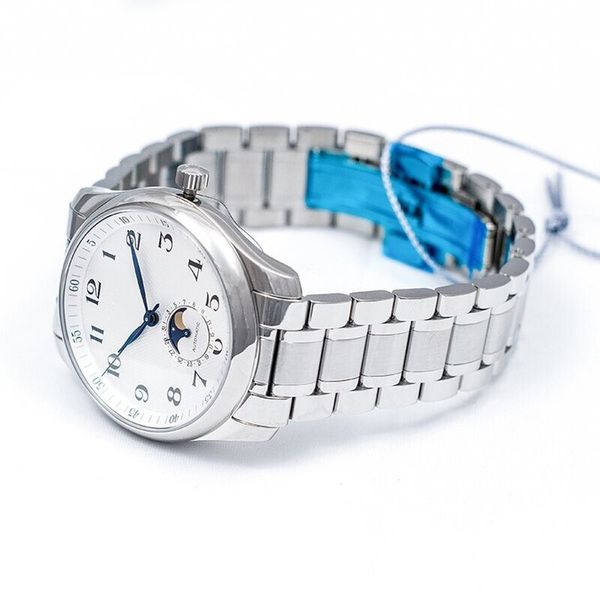 

mens watch moon phase camera mechanical automatic6545614564148, Slivery;brown