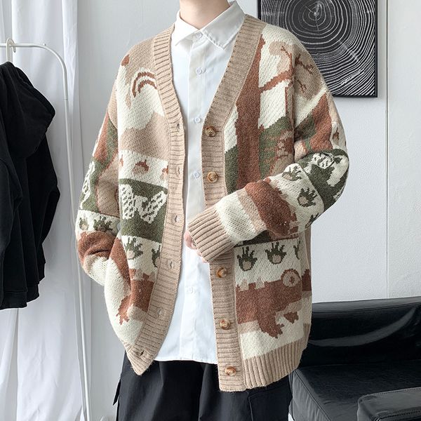 

men's jackets abfer cardigan oversize men's winter sweater harajuku hip hop knitted coat autumn buttondown jackets oversized sweat, Black;brown