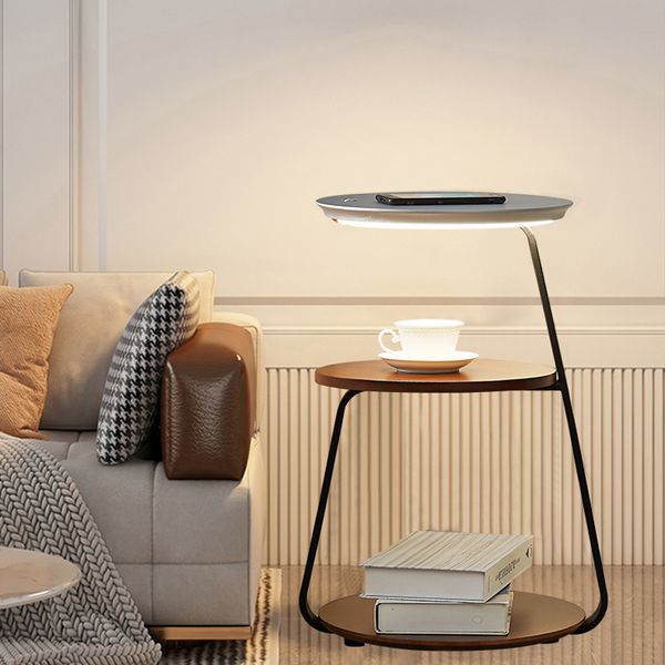 

creative bedroom led floor lamps modern wireless charging living room shelf tea table light design sense sofa bedside floor lights integrate