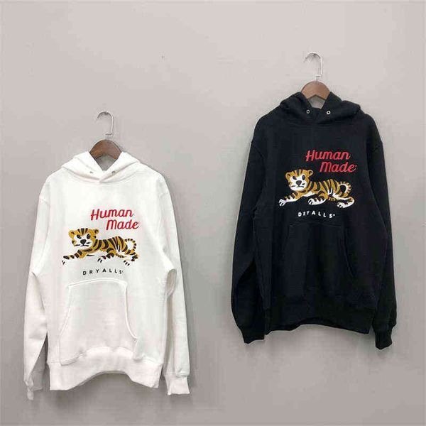 

men's hoodies sweatshirts human made oversized sweatshirt letter tiger print cotton fleece men women 1 1 human made casual pullover t22, Black