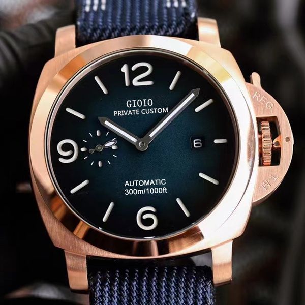 

mens mechanical automatic watch blue green leather luminous, Slivery;brown