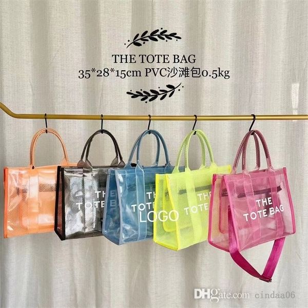 

the tote bag women summer transparent handbag 2022 new pvc jelly shoulder bag large capacity portable cross beach bags, Red;black