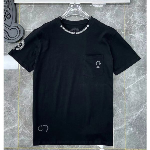 

brand summer mens t shirts horseshoe flower tees ch man cross t-shirts women shirt sanskrit letter designer fashion tshirts luxury boy hip, White;black