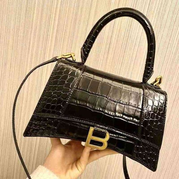 

explosive handbags balencigas fashion bags trend hourglass high version family female 2022 leather crocodile pattern