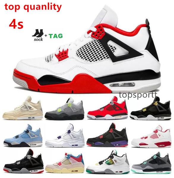 

jumpman 4 4s basketball shoes og men women black cat red thunder lightning sneakers university blue white oreo bred pure money what the zen