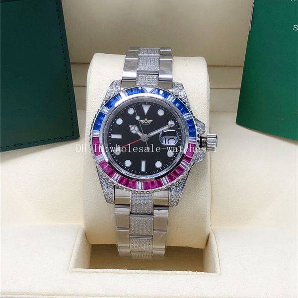 

watch 8 style two tone diamond 116759 red gmt ii diamond bezel sapphire 40mm automatic date men mens men's watches wristwatch, Slivery;brown