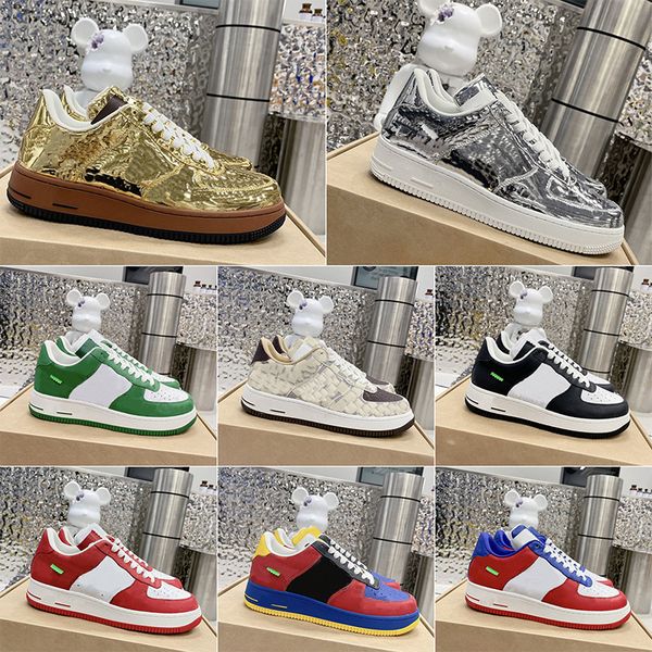 

designer men for women casual shoes outdoor sneakers mens shoe luxury trainers twobrand forcc 1 low sneaker leathe green silver brown blue f, Black