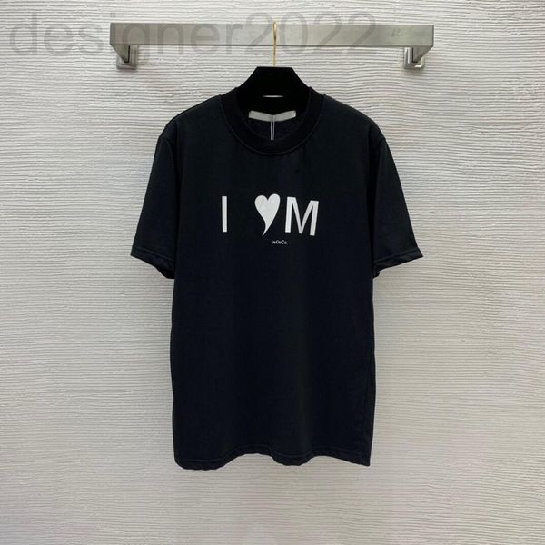 

women's hoodies & sweatshirts designer stars in early spring wear yang mi's same love letter printed round neck short sleeved t-sh, Black