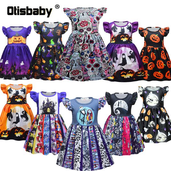 

special occasions 1 - 9 years fashion baby girl halloween skull witch print costume for children party masquerade prom born dress up 220826, Blue