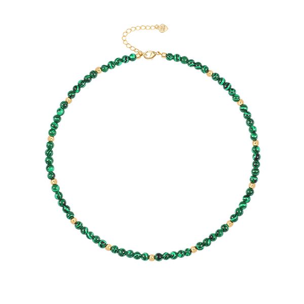 

necklace beaded necklaces boho stone choker chakra turquoise tiger eye malachite adjusatble jewelry amire, Silver