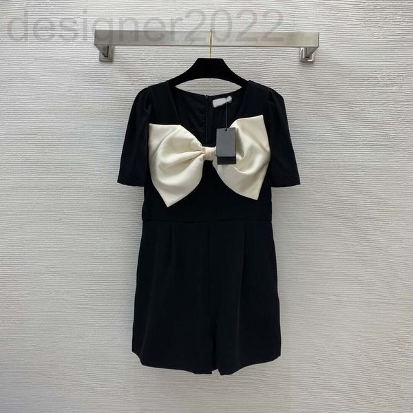 

casual dresses designer sweet fashion bowknot decoration slim waist bubble sleeve short jumpsuit shorts k3k0, Black;gray