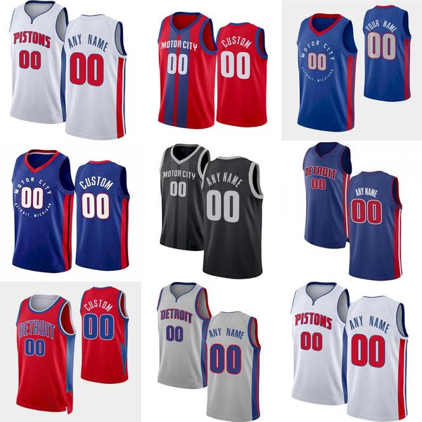 

75th basketball jerseys custom mens womens detroit''pistons''jersey 2 cade cunningham 55 luka garza 7 killian hayes 5 fr, Black;red