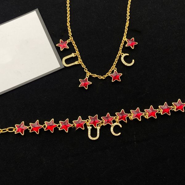 

fashion classic star necklace ladies ruby double g letter bracelet valentine's engagement jewelry accessories no box, Silver