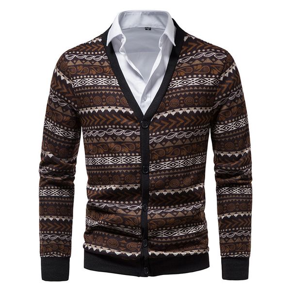 

men's jackets mens vintage contrast cardigan sweater brand button down open front knitwear sweaters men casual v neck cardigans jersey, Black;brown