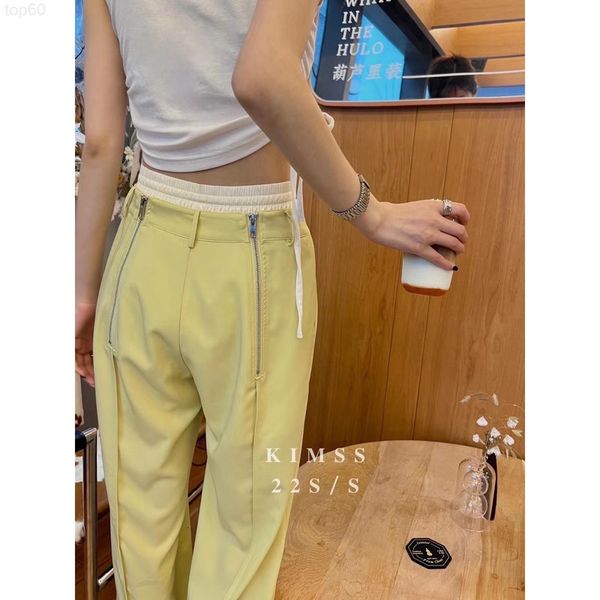 

women's shorts designer chaopai 22 spring / summer new style niche design color matching yellow high waist pants women's casual fa, White;black