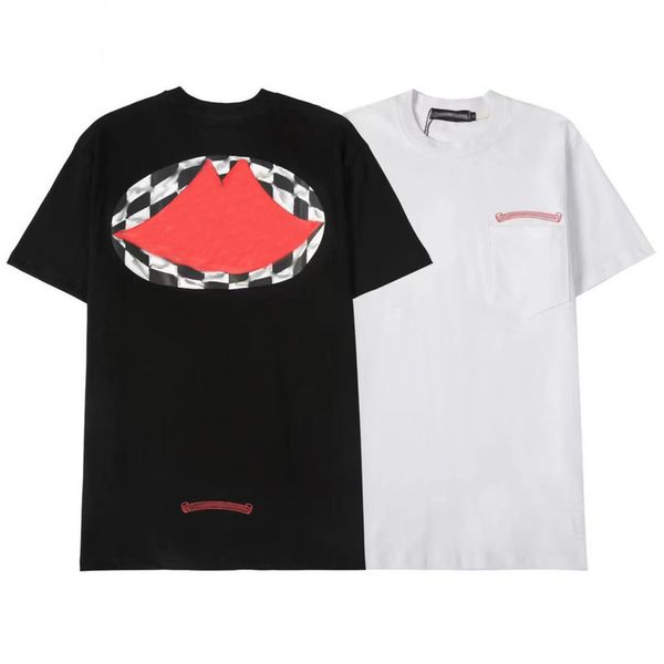

fashion brand mens t shirts horseshoe flower tees ch summer man cross t-shirts women shirt sanskrit letter designer tshirts luxury boy hip, White;black
